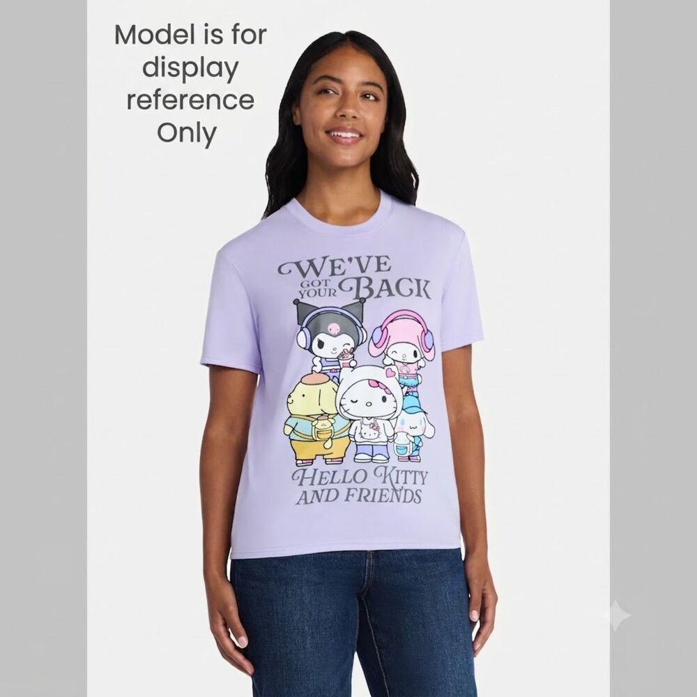 Hello Kitty & Friends Graphic Tee Juniors XXS Lavender T-Shirt - Picture 2 of 3